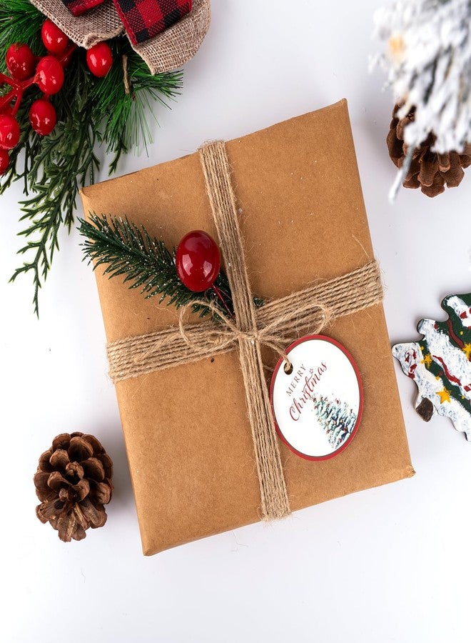 g2 بلس مجموعة G2PLUS من 100 بطاقة هدايا لعيد الميلاد، بطاقات ورقية دائرية بقطر 2 بوصة عليها صورة شجرة عيد الميلاد مع خيط، مثالية للأعمال اليدوية وتغليف الهدايا وتوزيعات حفلات عيد الميلاد. - Image 5